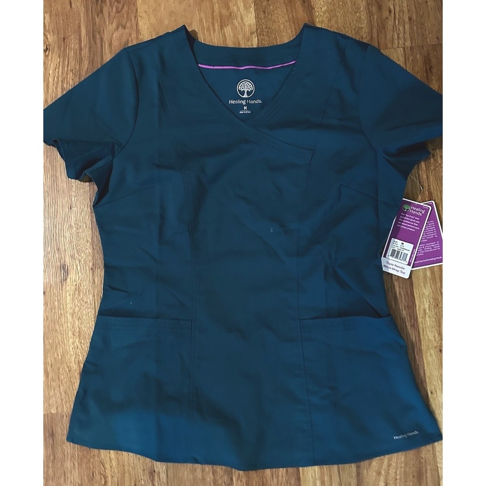 Healing Hands Purple Label Jordan Mock Wrap Scrub Top Green 2172 Womens M